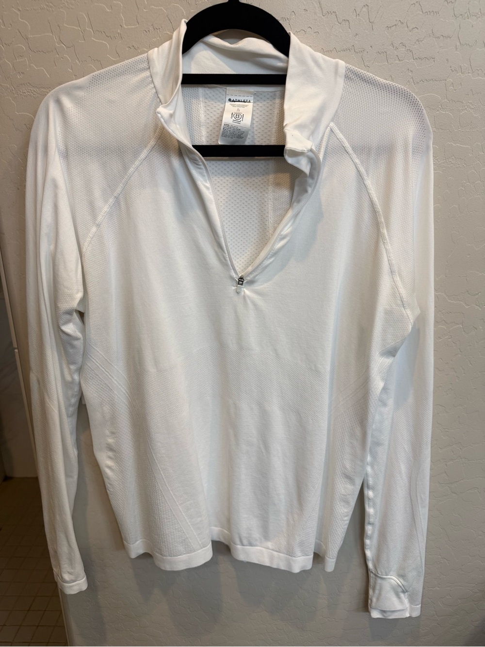 Athleta White Long-Sleeve Quarter-Zip Athletic Pullover